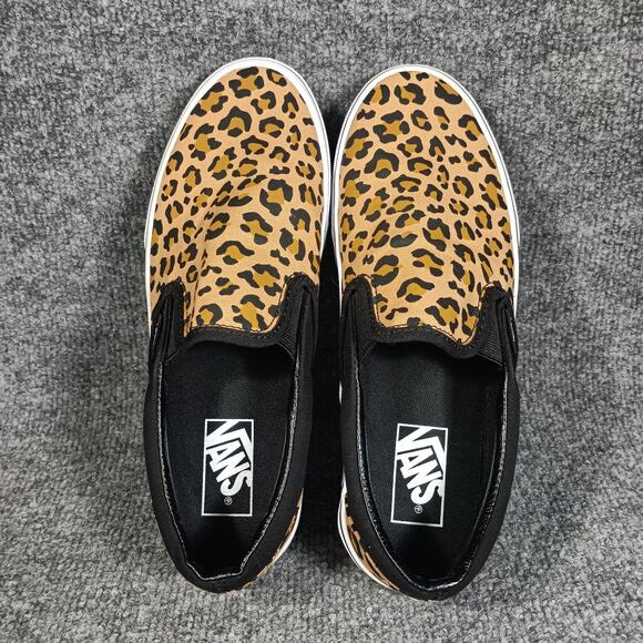 Vans Classic Slip-On Women Size 8.5 Leopard Print Canvas Skate Shoes - Picture 3 of 8